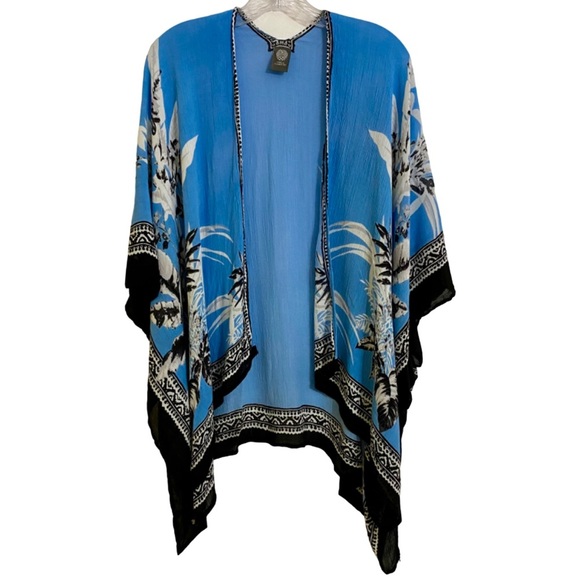 Vince Camuto sz OS Woman’s Blue Floral Kimono Top, Duster, Swim Suit Cov… - Picture 1 of 5